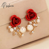 New Korean Flower Asymmetrical Dangle Earrings For Women Long Tassel Butterfly Imitation Pearl Cat