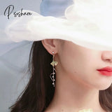 New Korean Flower Asymmetrical Dangle Earrings For Women Long Tassel Butterfly Imitation Pearl Cat