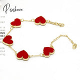 New Korean Sweet Five Leaves Flower Bracelets For Women Charm Double Sided Flowers Metal Bracelet