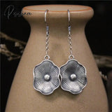 New Lotus Silver Color Earrings Elf Jewelry Fashion Floral Design Ladies Pendant Gift