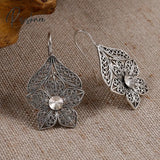 New Lotus Silver Color Earrings Elf Jewelry Fashion Floral Design Ladies Pendant Gift Orange