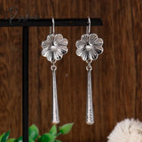 New Lotus Silver Color Earrings Elf Jewelry Fashion Floral Design Ladies Pendant Gift Vermeil