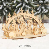 New Year 2023 Natural Xmas Wood Craft Christmas Tree Ornament Wooden Pendant Decoration Noel Decora