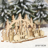 New Year 2023 Natural Xmas Wood Craft Christmas Tree Ornament Wooden Pendant Decoration Noel Decora