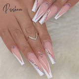 New Years Nails 24Pcs Artifical Nails With Glue Fake Nail Tips Design Detachable Press On Long Fake