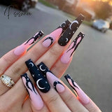 New Years Nails 24Pcs Artifical Nails With Glue Fake Nail Tips Design Detachable Press On Long Fake