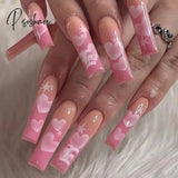 New Years Nails 24Pcs Artifical Nails With Glue Fake Nail Tips Design Detachable Press On Long Fake