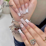 New Years Nails 24Pcs Artifical Nails With Glue Fake Nail Tips Design Detachable Press On Long Fake