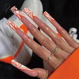 New Years Nails 24Pcs Artifical Nails With Glue Fake Nail Tips Design Detachable Press On Long Fake