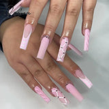 New Years Nails 24Pcs Artifical Nails With Glue Fake Nail Tips Design Detachable Press On Long Fake