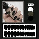 New Years Nails 24Pcs/Box Christmas Elk Snowflake Fake Artificial Short Round Press On Acrylic Tips