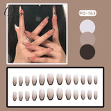 New Years Nails 24Pcs/Box Christmas Elk Snowflake Fake Artificial Short Round Press On Acrylic Tips