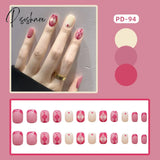 New Years Nails 24Pcs/Box Christmas Elk Snowflake Fake Artificial Short Round Press On Acrylic Tips