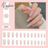 New Years Nails 24Pcs/Box Christmas Elk Snowflake Fake Artificial Short Round Press On Acrylic Tips