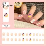 New Years Nails 24Pcs/Box Christmas Elk Snowflake Fake Artificial Short Round Press On Acrylic Tips