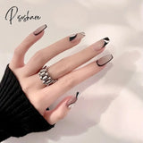 New Years Nails 24Pcs/Box Christmas Elk Snowflake Fake Artificial Short Round Press On Acrylic Tips