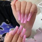 New Years Nails 24Pcs Marble Gradient Long Coffin False Full Cover Nail Tips Press Glue Detachable