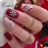 New Years Nails Christmas False Nail Manicure Acrylic Artificial Decor Press On Snowflake