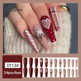 New Years Nails Christmas False Nail Manicure Acrylic Artificial Decor Press On Snowflake