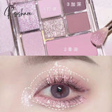 Nine-Color Eye Shadow Palette Iris Purple Glitter Pearly Eyeshadow Fashion Korean Shiny Charming