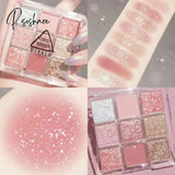 Nine-Color Eye Shadow Palette Iris Purple Glitter Pearly Eyeshadow Fashion Korean Shiny Charming