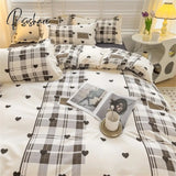 Nordic Duvet Cover Set With Quilt Bedsheet Pillowcase Luxury Bedroom Bedding Fashion Plaid Bed