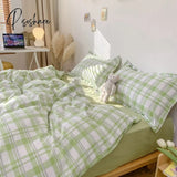 Nordic Duvet Cover Set With Quilt Bedsheet Pillowcase Luxury Bedroom Bedding Fashion Plaid Bed