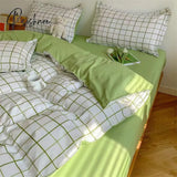 Nordic Duvet Cover Set With Quilt Bedsheet Pillowcase Luxury Bedroom Bedding Fashion Plaid Bed