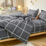 Nordic Duvet Cover Set With Quilt Bedsheet Pillowcase Luxury Bedroom Bedding Fashion Plaid Bed