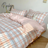 Nordic Duvet Cover Set With Quilt Bedsheet Pillowcase Luxury Bedroom Bedding Fashion Plaid Bed