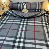 Nordic Duvet Cover Set With Quilt Bedsheet Pillowcase Luxury Bedroom Bedding Fashion Plaid Bed