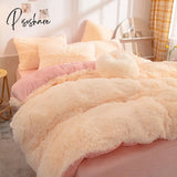 Nordic Winter Pure Color Plush Duvet Cover Warm Bed Linen Set Lovely Pillow Covers Luxury Furry