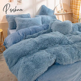 Nordic Winter Pure Color Plush Duvet Cover Warm Bed Linen Set Lovely Pillow Covers Luxury Furry