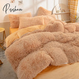 Nordic Winter Pure Color Plush Duvet Cover Warm Bed Linen Set Lovely Pillow Covers Luxury Furry