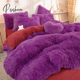 Nordic Winter Pure Color Plush Duvet Cover Warm Bed Linen Set Lovely Pillow Covers Luxury Furry