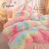 Nordic Winter Pure Color Plush Duvet Cover Warm Bed Linen Set Lovely Pillow Covers Luxury Furry