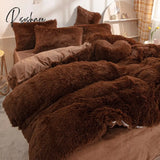 Nordic Winter Pure Color Plush Duvet Cover Warm Bed Linen Set Lovely Pillow Covers Luxury Furry