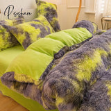 Nordic Winter Pure Color Plush Duvet Cover Warm Bed Linen Set Lovely Pillow Covers Luxury Furry