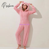 Onesies Fluffy Fleece Jumpsuits Sleepwear Overall Plus Size Hood Sets Pajamas For Women Adult