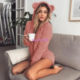 Onesies Fluffy Fleece Jumpsuits Sleepwear Overall Plus Size Hood Sets Pajamas For Women Adult