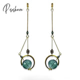 Original Asymmetric Dangle Earrings For Women Hand Glass Ball Korean Long Drop Jewelry Earings