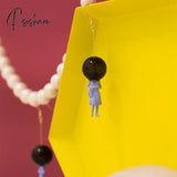 Original Creative Astronaut Lady Dangle Earrings For Women Glass Ball Long Korean Jewelry