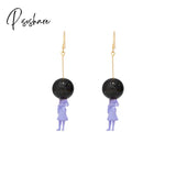 Original Creative Astronaut Lady Dangle Earrings For Women Glass Ball Long Korean Jewelry