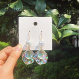 Original Summer Mermaid Bubbles Shell Dangle Earrings For Women Fairy Tale Korean Glass Ball Drop