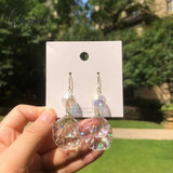 Original Summer Mermaid Bubbles Shell Dangle Earrings For Women Fairy Tale Korean Glass Ball Drop