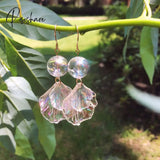 Original Summer Mermaid Bubbles Shell Dangle Earrings For Women Fairy Tale Korean Glass Ball Drop