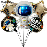 Outer Space Balloon Garland Kit Arch Moon Rocket Astronaut Foil Helium Balloons For Galaxy Theme