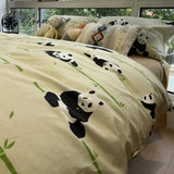 Panda Pattern Bed Comforter Sets Boys Cotton Hotell Aesthetic Duvet Cover Luxury Cute Microfiber