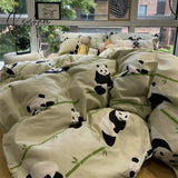 Panda Pattern Bed Comforter Sets Boys Cotton Hotell Aesthetic Duvet Cover Luxury Cute Microfiber