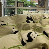 Panda Pattern Bed Comforter Sets Boys Cotton Hotell Aesthetic Duvet Cover Luxury Cute Microfiber